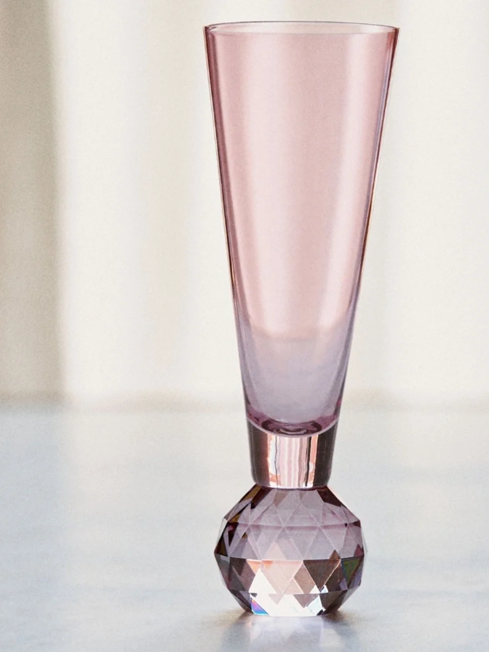 Lilac Anthropologie‎ Gemma faceted cut glass flutes set of 4